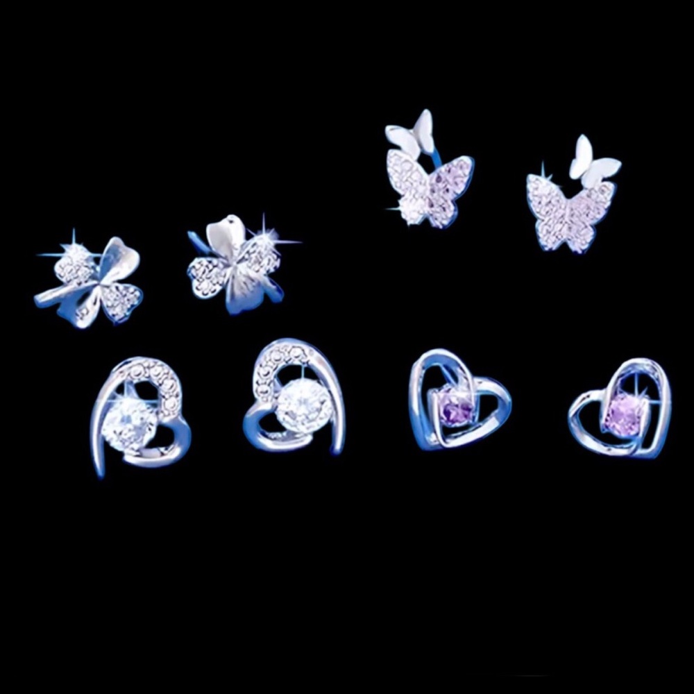 Set of S925 Sterling Silver Post Earrings